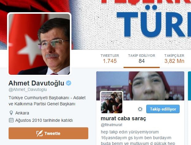 Davutoğlu'ndan Twitter'da anlamlı 'takip' Davutoğlu'ndan Twitter'da anlamlı 'takip'