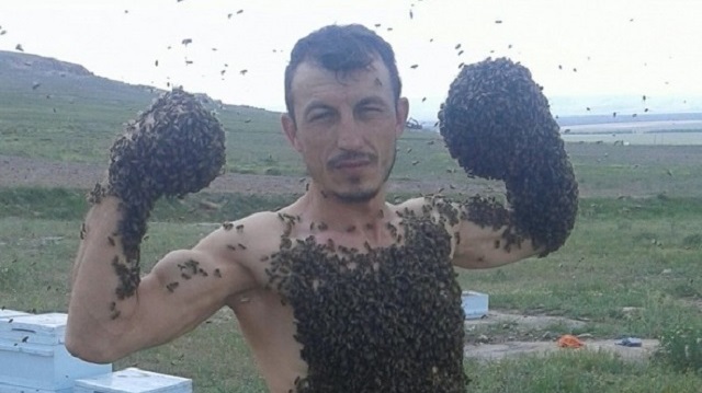 Arıcı İsa Süzer, arılar kendisini soksa da etkilenmediğini söyledi.