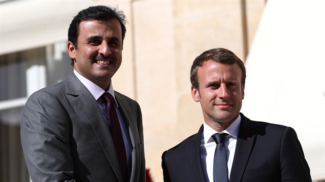 Fransa Cumhurbaşkanı Macron, Katar Emiri Al Sani ile Elysee Sarayı'nda bir araya geldi.