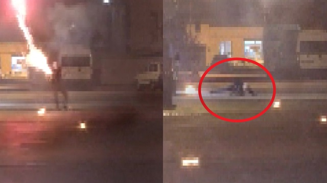 Polise havai fişekle saldırırken böyle vuruldu!