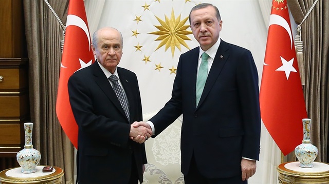 Cumhurbaşkanı Recep Tayyip Erdoğan, MHP Genel Başkanı Devlet Bahçeli