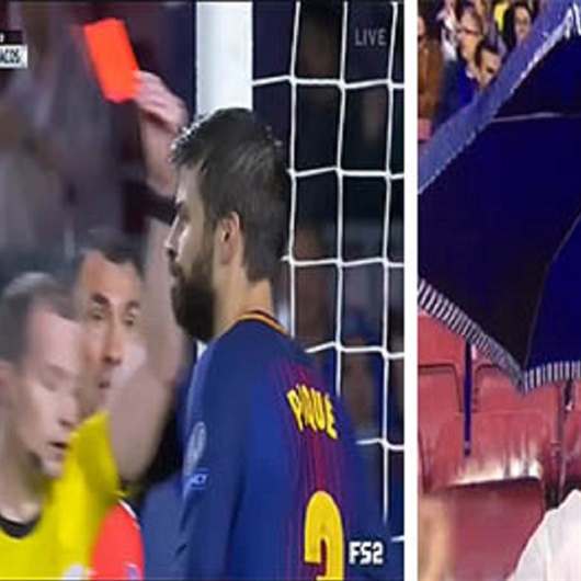 Pique'nin kırmızı kart görmesine sevinen Barcelona taraftarları