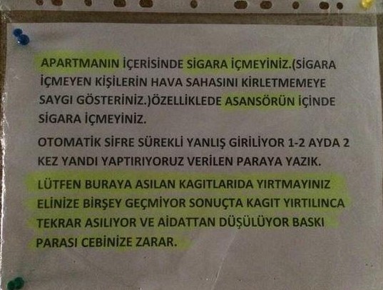 İsyan bayrağını çekmiş apartman yöneticilerinden güldüren 26 uyarı 