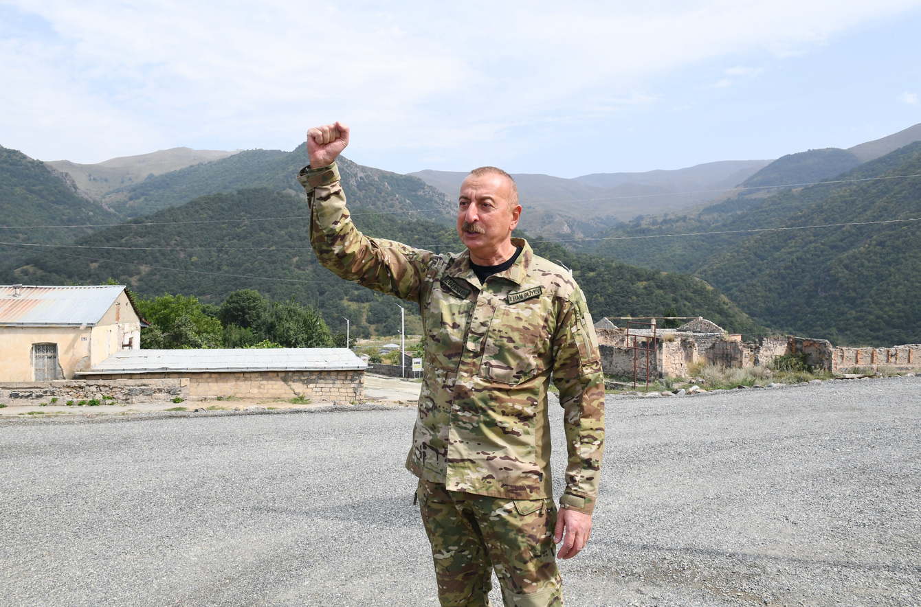 Azerbaijan's Aliyev visits liberated Karabakh towns of Lachin, Kalbajar​​​​​​​
