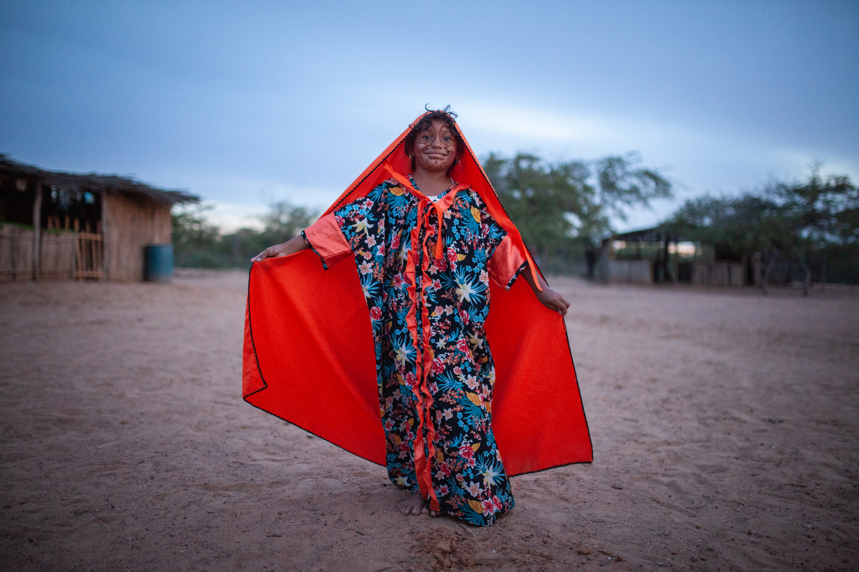 Wayuu indigenous girls dazzle in traditional mosaic dresses in Colombia