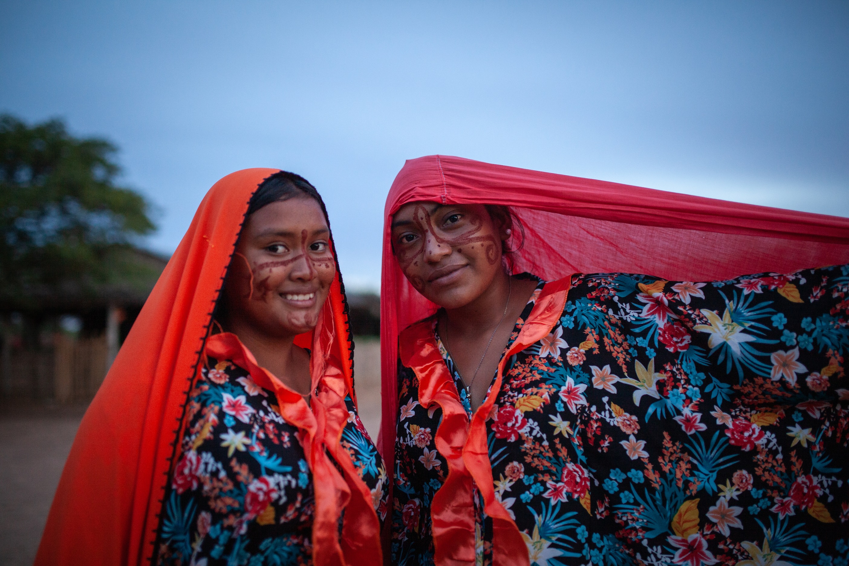 Wayuu indigenous girls dazzle in traditional mosaic dresses in Colombia