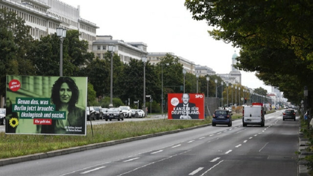 Candidate posters are seen ahead of the general elections, planned to take place on September 26th, in Berlin Germany on September 20, 2021. ( Abdulhamid Hosbas - Anadolu Agency )