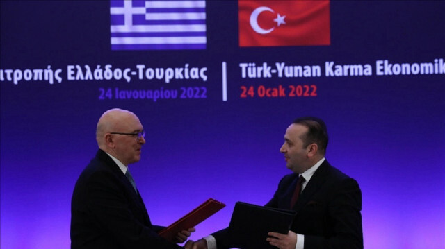 Turkey's Deputy Commerce Minister Mustafa Tuzcu and Greece's Deputy Foreign Minister for Economic Diplomacy Kostas Frangogiannis