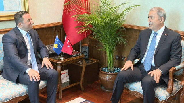 Turkey's Defense Minister Hulusi Akar and Kosovo's Defense Minister Armend Mehaj