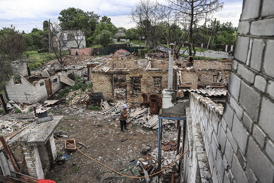 67-year-old Ukrainian woman lives in basement of her destroyed home as Russia forges on