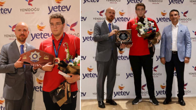 Yenidoğu Okulları öğrencisi güreşte Dünya Şampiyonu oldu: YETEV Başkanı Bilal Erdoğan plaket verdi