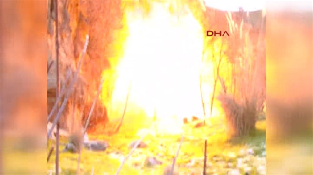 PKKnın bomba dolu mağarası böyle imha edildi