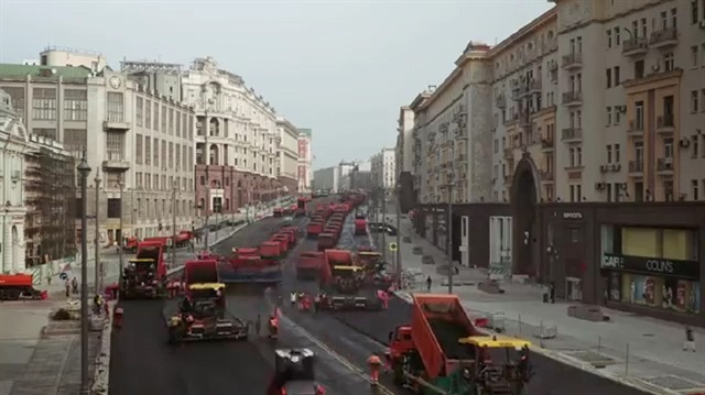 Moskovadaki muazzam yol yapım çalışması