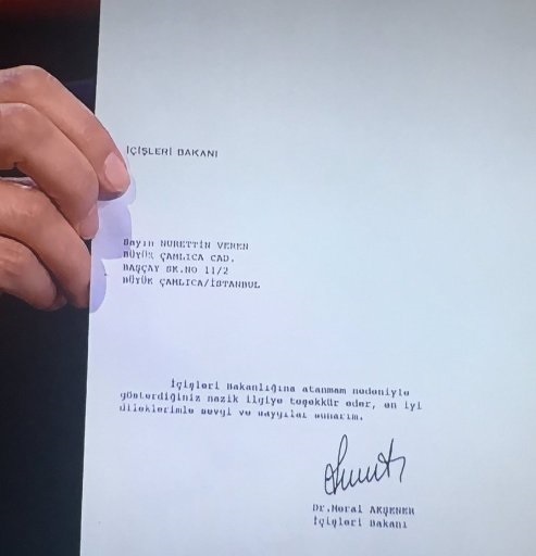 Akşener'in, Veren'e gönderdiği 'teşekkür' mektubu.