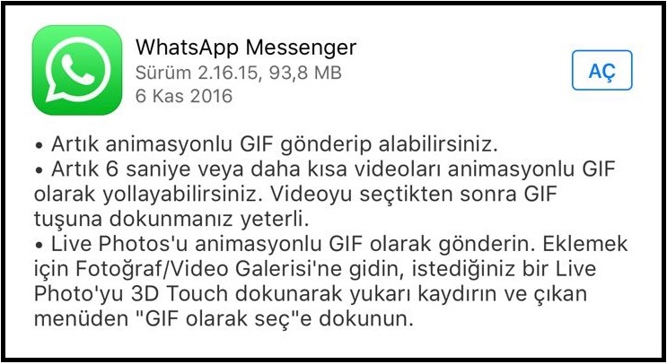 whatsapp güncelleme programı