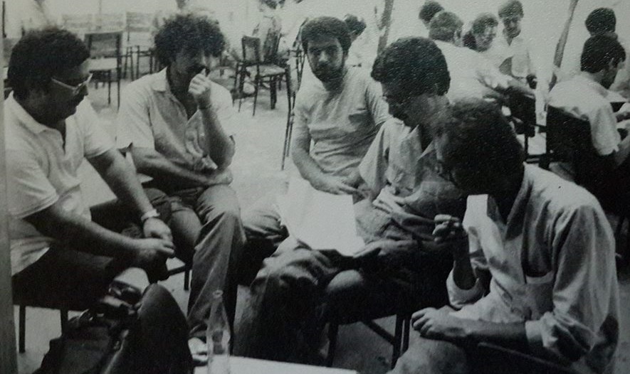 Erenler'de, (soldan sağa) Tuğrul Tanyol, Adnan Özer, Yusuf Algazi, Metin Celal ve Samet Bağçe