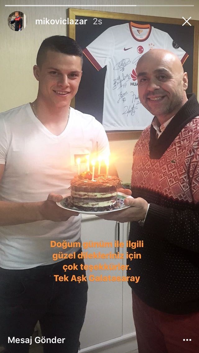Galatasaray'ın resmi sözleşme imzalamaya hazırlandığı Lazar Mikovic'in doğum günü kutlandı. 