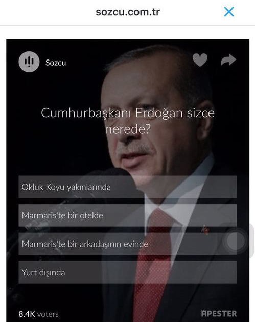 Sözcü gazetesinin, Cumhurbaşkanı Erdoğan'ın yerine deşifre etmek için anket bile yaptığı ortaya çıktı. 