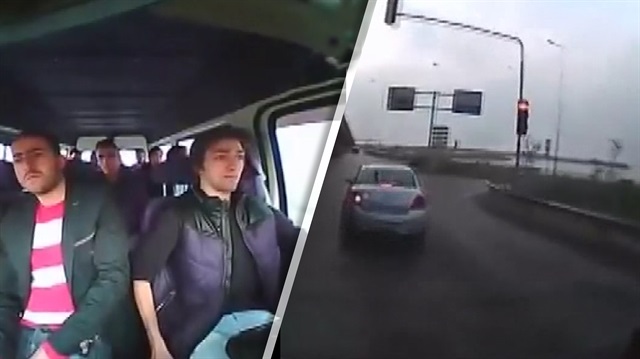 Usta minibüsçü freni boşalan aracı böyle durdurdu