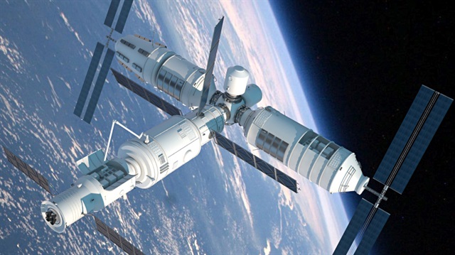 Tiangong-1 uzay istasyonunun 3 boyutlu modeli.