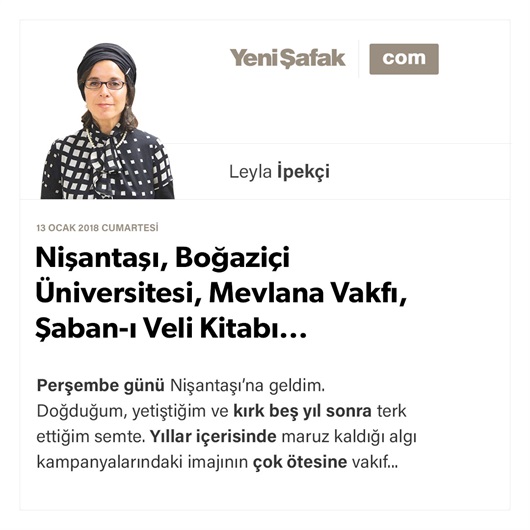 Nişantaşı, Boğaziçi Üniversitesi, Mevlana Vakfı, Şaban-ı Veli Kitabı...