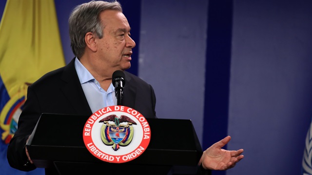 Santos ve Guterres'in buluşmasına hükümetin ELN ile görüşmelerindeki Başmüzakereci Gustavo Bell de katıldı.