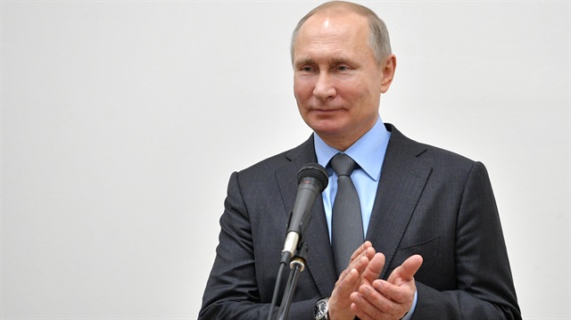 Russian President Vladimir Putin takes part in a video link while launching the fourth power unit of the Rostov Nuclear Power Plant in Rostov-on-Don Russia