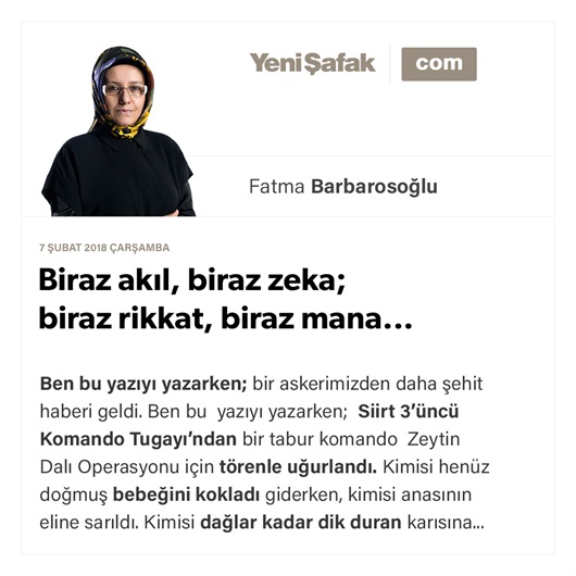 Biraz akıl, biraz zeka; biraz rikkat, biraz mana...
