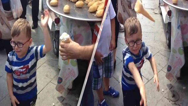 Maraş dondurmacısı ufaklığı sinirden çılgına çevirdi