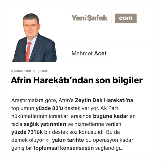 Afrin Harekâtı’ndan son bilgiler
