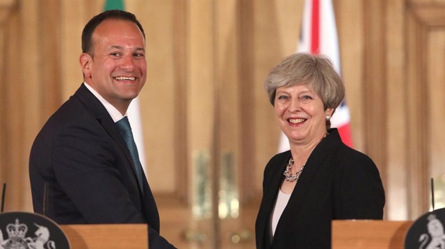 Theresa May and Irish leader Leo Varadkar