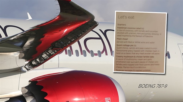 Menüde 'Filistin' ifadesine yer veren Virgin Atlantic, İsrailliler tarafından sosyal medyada eleştiri ve hakaret yağmuruna tutuldu.