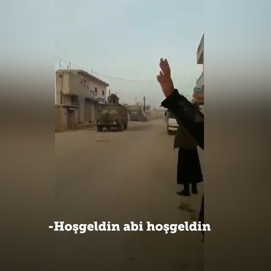 TSK konvoyu Suriye'de böyle karşılandı!