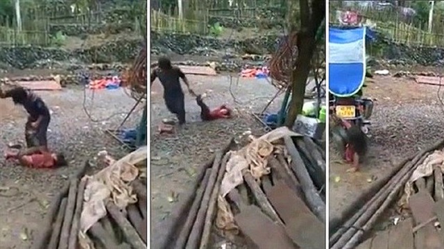Çin'de insanlıktan nasibini almamış baba!