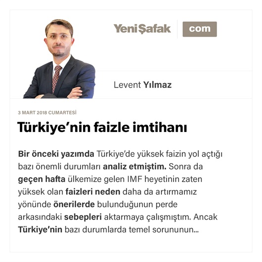 Türkiye’nin faizle imtihanı