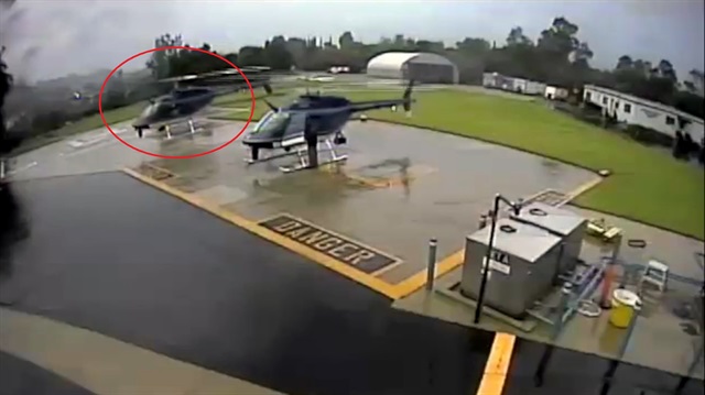 Manevra yaparken yerdeki helikoptere çarpan pilot