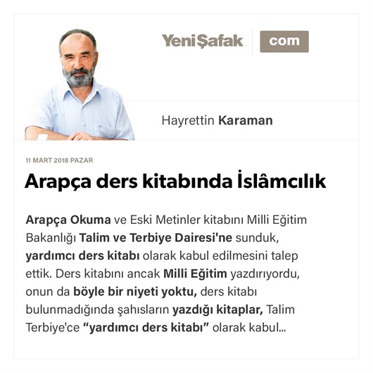 Arapça ders kitabında İslâmcılık
