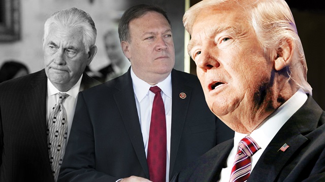 ABD Başkanı Donald Trump, CIA Direktörü Mike Pompeo ve ABD Dışişleri Bakanı Rex Tillerson.