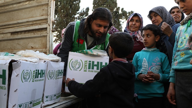 Aid agency distributes food aid, childcare packages, bread, and personal care kits to civilians living in Kawkabah village