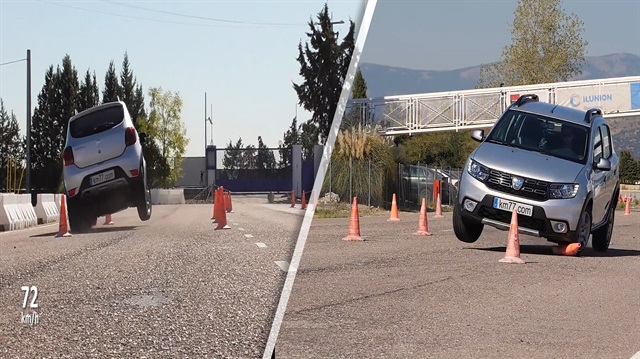 Sandero 72 km hızla manevra testinde takla atıyordu