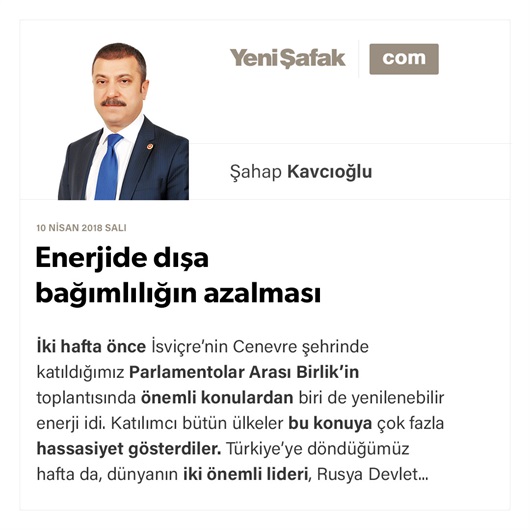 Enerjide dışa bağımlılığın azalması