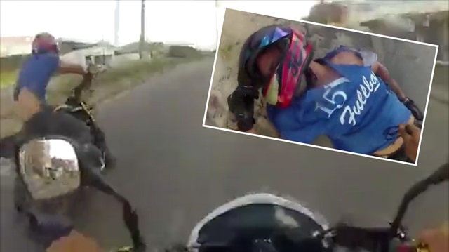 Yarışırken gelen feci kaza kask kamerasında