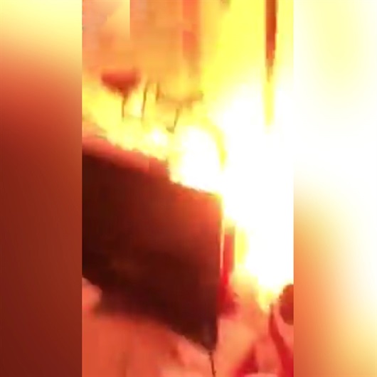 Elektrikli bisiklet alev alev yandı