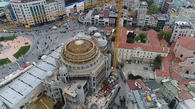 Taksim Camii inşaatında son durum havadan görüntülendi