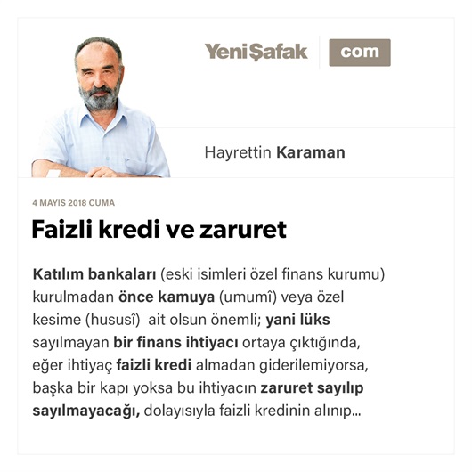 Faizli kredi ve zaruret