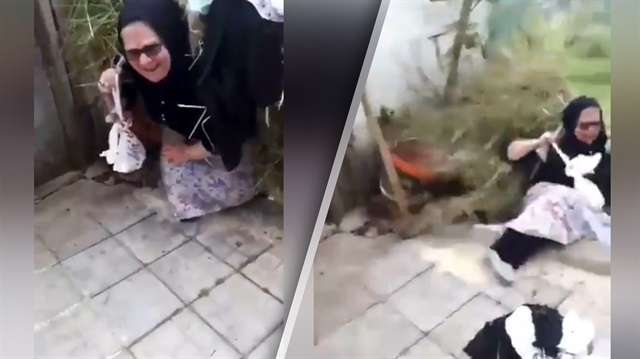 Karadenizli teyzenin düşen kadına komik tepkisi