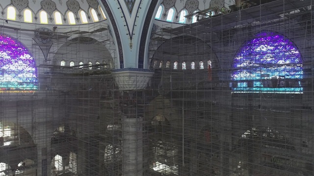 Çamlıca Camii’nin içi ilk kez drone ile görüntülendi