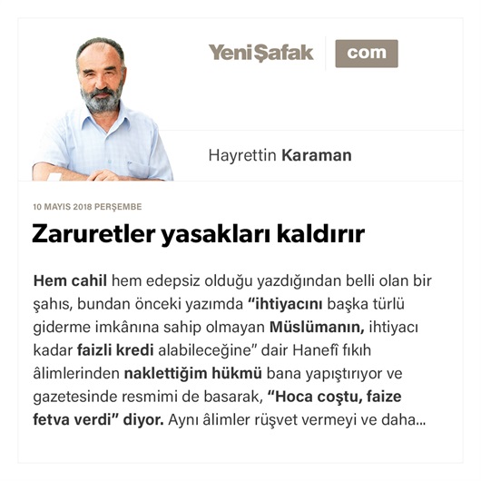 Zaruretler yasakları kaldırır