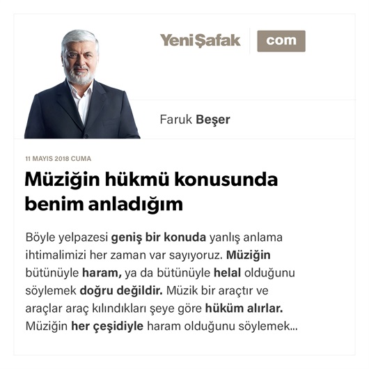 Müziğin hükmü konusunda benim anladığım