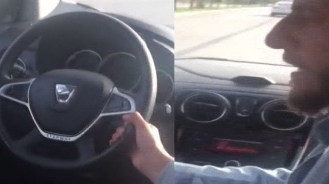 Otomobilin hızını sabitledi, yan koltuğa geçti! Trafik magandası kamerada